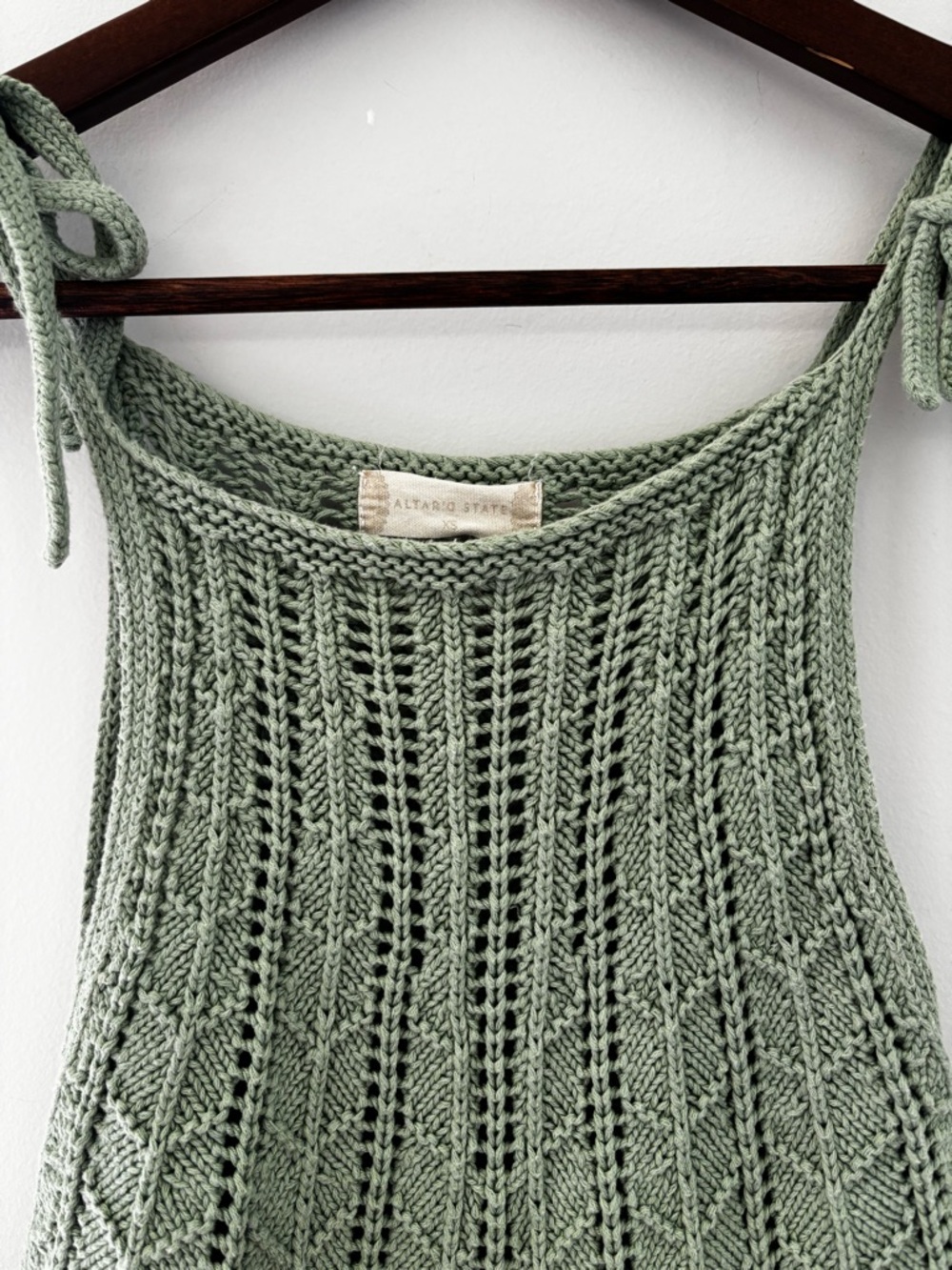 Altard State Sage Green Knit Tie Strap Top XS Cottagecore - Picture 3 of 7